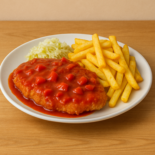 Paprikaschnitzel mit Pommes