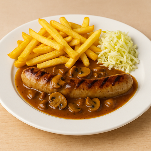 Jägerwurst mit Pommes